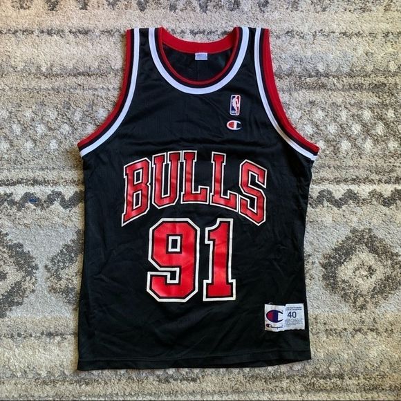 VTG Authentic Dennis Rodman Black Champion 91 40 - Picture 1 of 9
